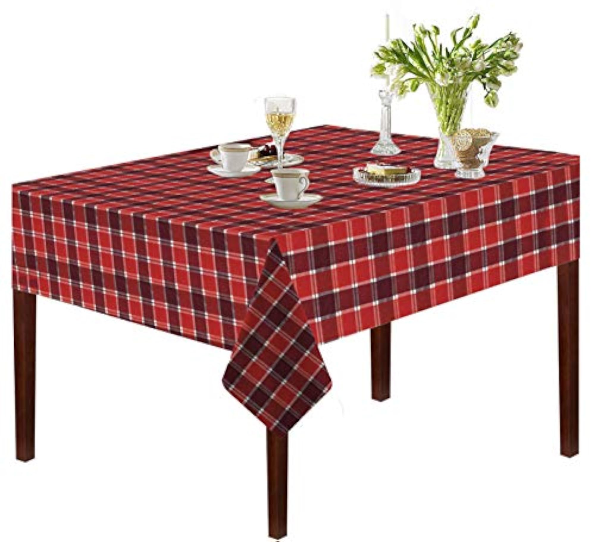 Cotton Yarn Dyed Table Cloth - Red & Maroon Check